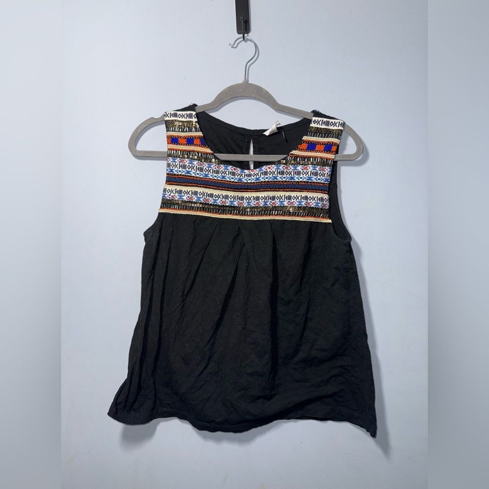 Anthropologie beaded black tank Size M GUC